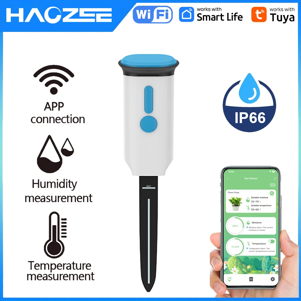 Smart Garden Monitor - Haozee Tuya Smart WiFi Bodemvochtsensor Detector