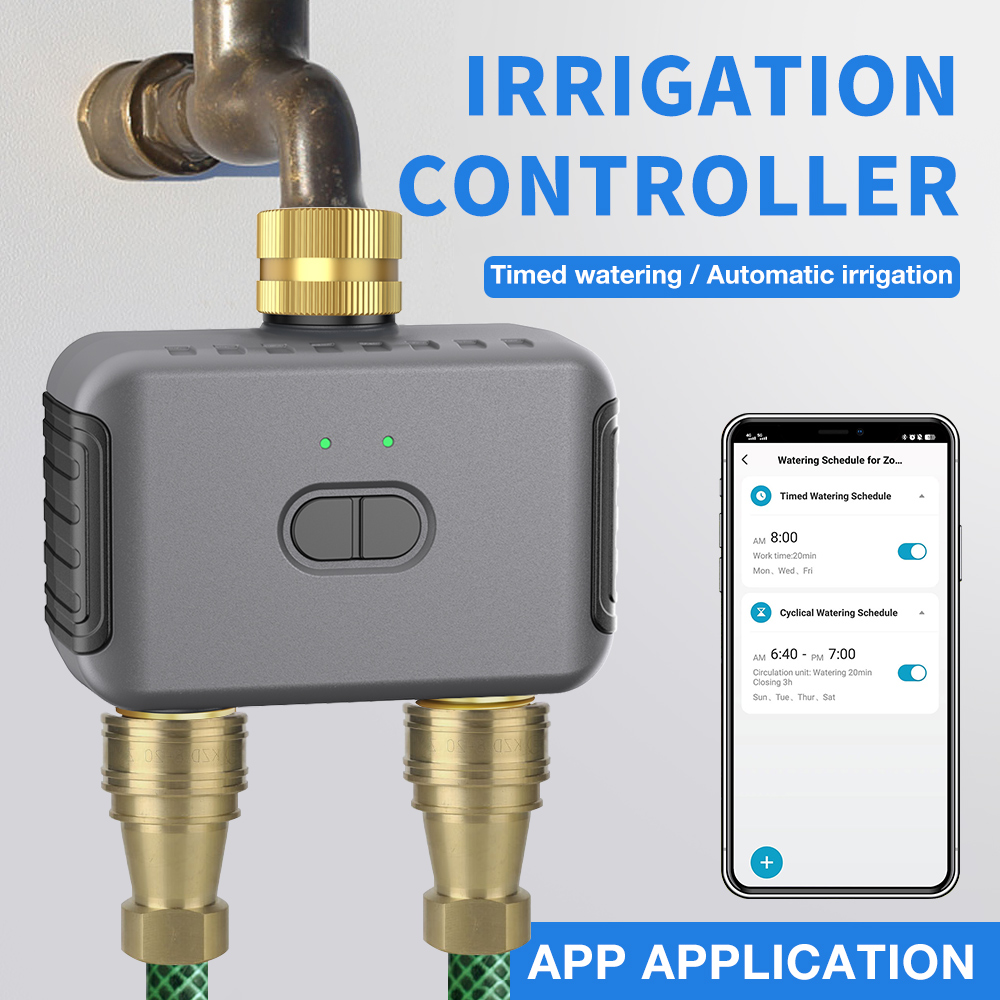 Smart Garden Monitor - Tuya 2-zone besproeiingstimer Tuin Automatische irrigatiecontroller